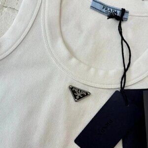 Prada White Fitted Sleeveless Tank Top